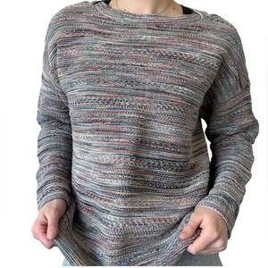 J.Jill Women Multicolor Space Dyed Cotton Boat Neck Tunic‎ Sweater Small Tall